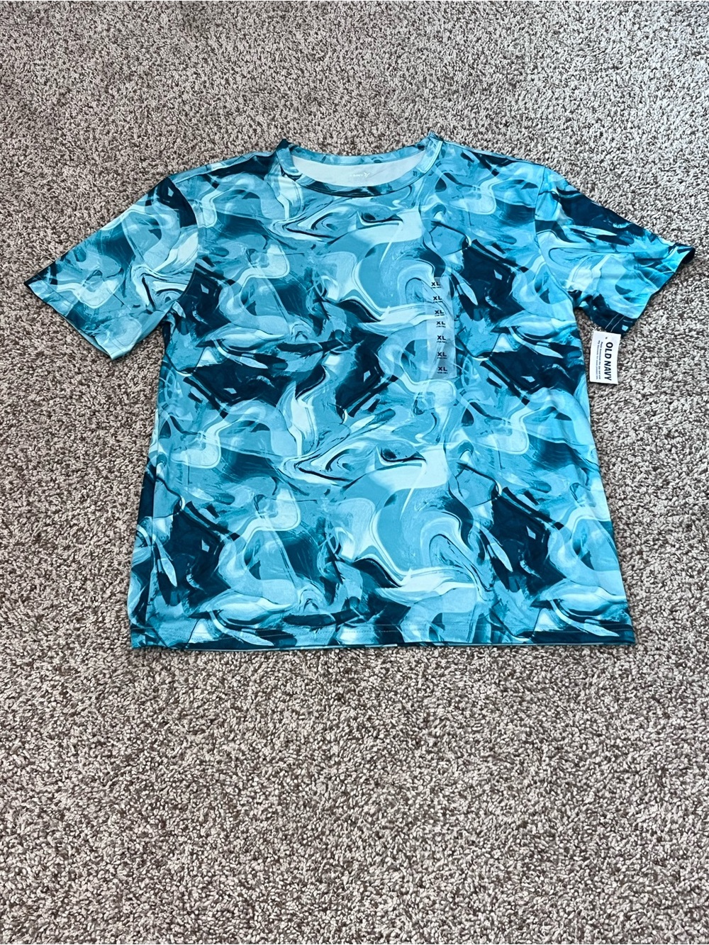 Old Navy Boys' Blue Teal Swirl Short Sleeve Tee